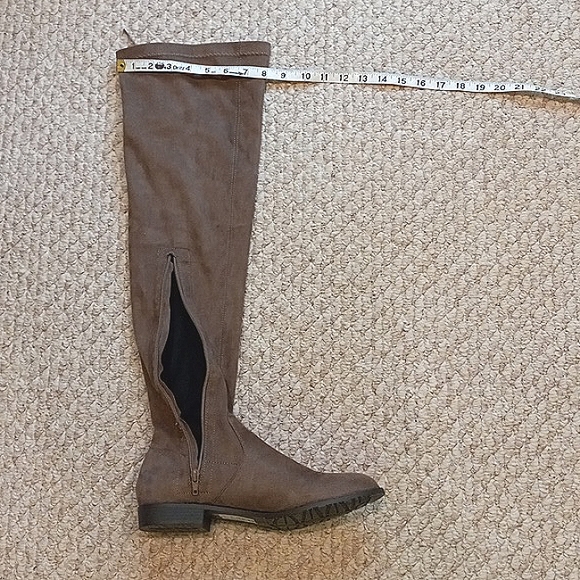 Over-the-knee boots Closed Toe Knee High Comfy no heel Stretch Suede Elegant - Picture 10 of 17